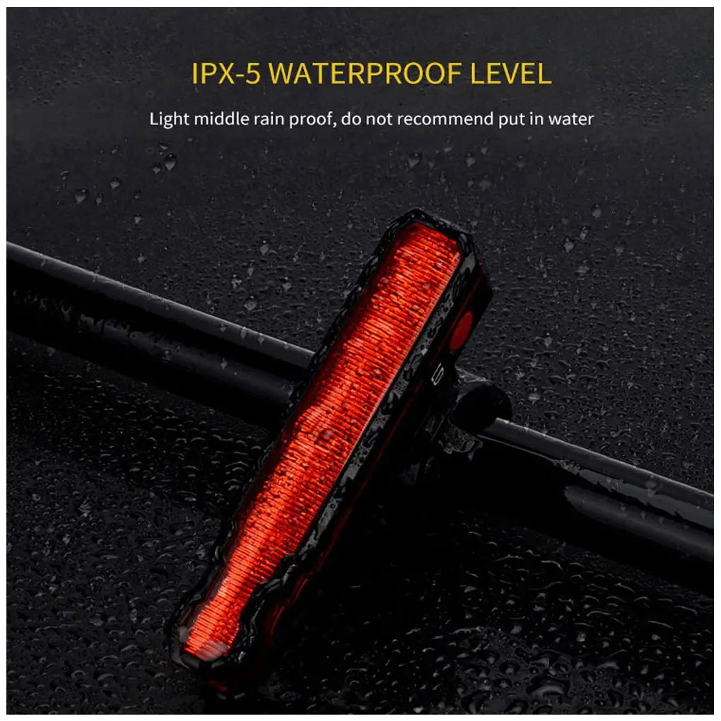 USB Rechargeable Bike Rear Light - Waterproof LED Taillight with Line Warning Lamp for MTB and Road Bicycles