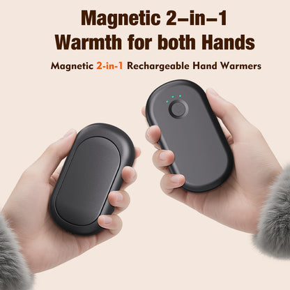 2-in-1 Magnetic Hand Warmer - Portable Mini Pocket Heater with 3 Adjustable Temperature Settings