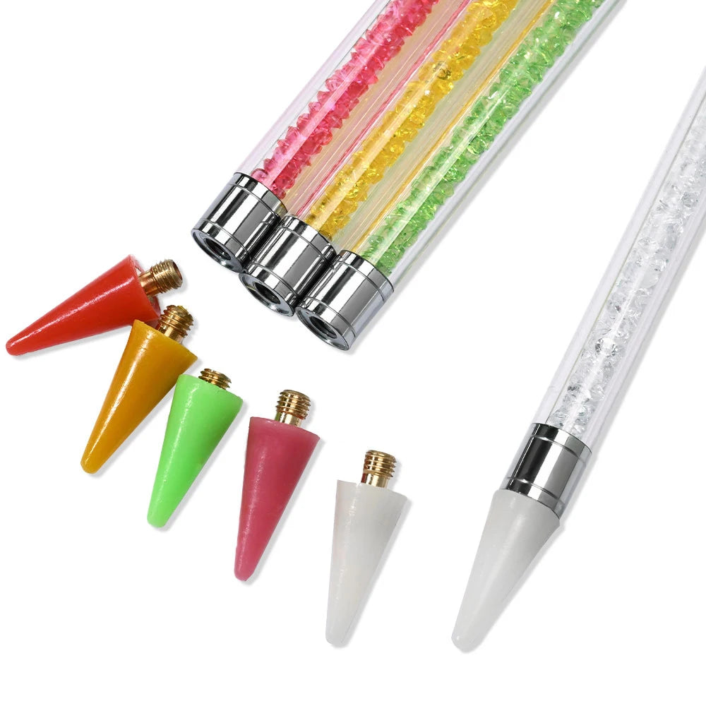 Dual-Ended Rhinestone Picker Pen - Wax Dotting Tool for Nail Art, Crystal Studs & DIY Crafts
