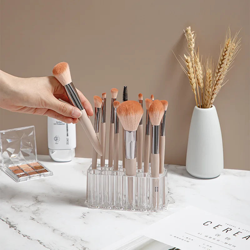 26 Holes Acrylic Nail Brush Organizer - Nail Art Tool Storage Display Holder Case For Makeup Cosmetics Pens