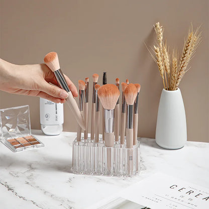 26 Holes Acrylic Nail Brush Organizer - Nail Art Tool Storage Display Holder Case For Makeup Cosmetics Pens