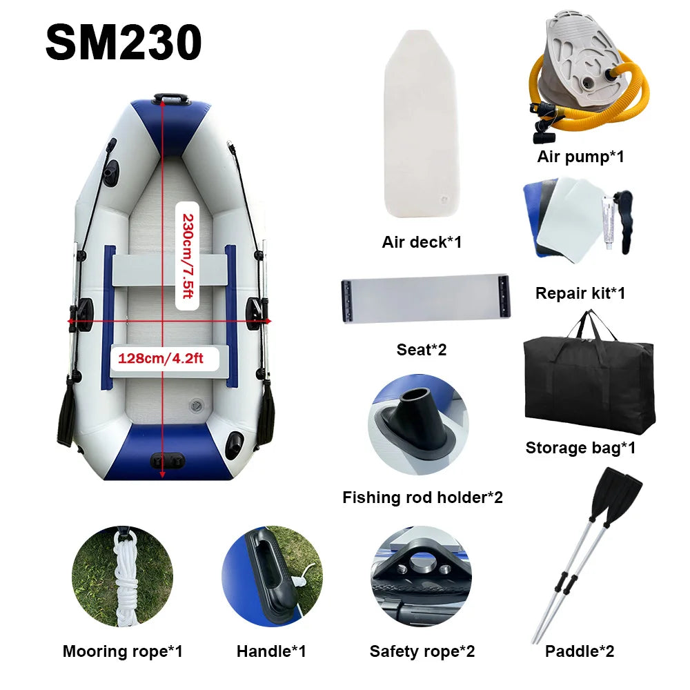 Savagemarine PVC Inflatable Belly Boat – River Fishing Kayak with Outboard Engine Mount, Lure Fishing Raft Boat