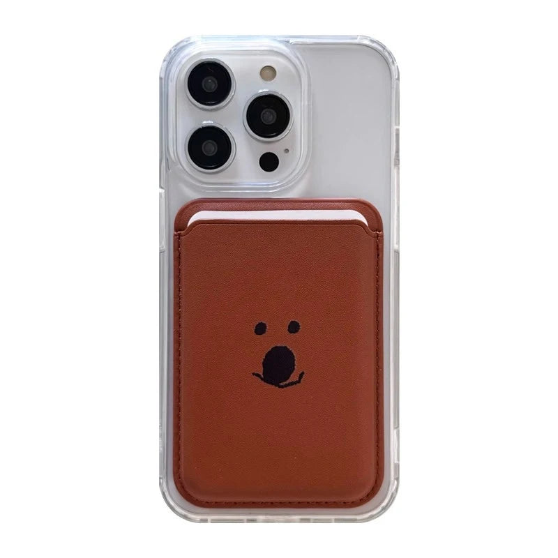 Cute Dog Cartoon Magnetic Phone Card Holder – Back Case Wallet for iPhone 15/14 with MagSafe Slot for ID & Bank Cards