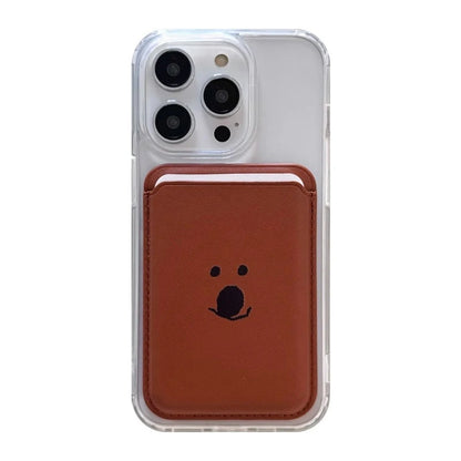 Cute Dog Cartoon Magnetic Phone Card Holder – Back Case Wallet for iPhone 15/14 with MagSafe Slot for ID & Bank Cards