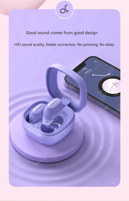 Lenovo XT62 Bluetooth 5.3 Earphones — Wireless TWS HiFi Sport Headset with Noise Reduction, Mic & Touch Control