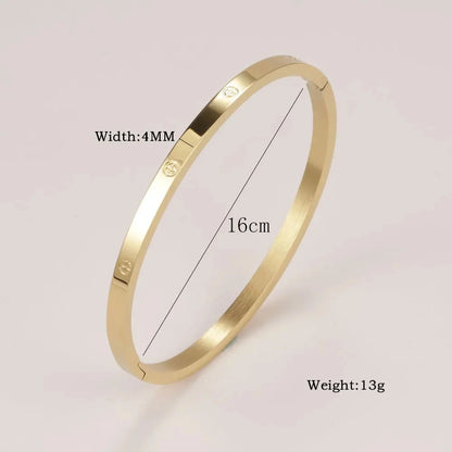 Stainless Steel Cuff Bracelet — Crystal Charm Bangle for Women, Fashion Jewelry