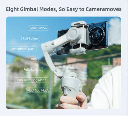 TOKQI M01 3-Axis Handheld Gimbal Stabilizer – Anti-Shake Foldable Holder, Selfie Tripod with Fill Light for iPhone & Smartphones