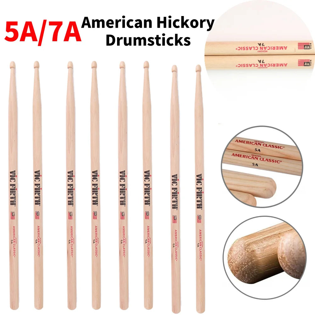 2PCS 5A/7A American Hickory Drumsticks – Jazz Mallets for Acoustic & Electronic Drums, Percussion Drum Sticks