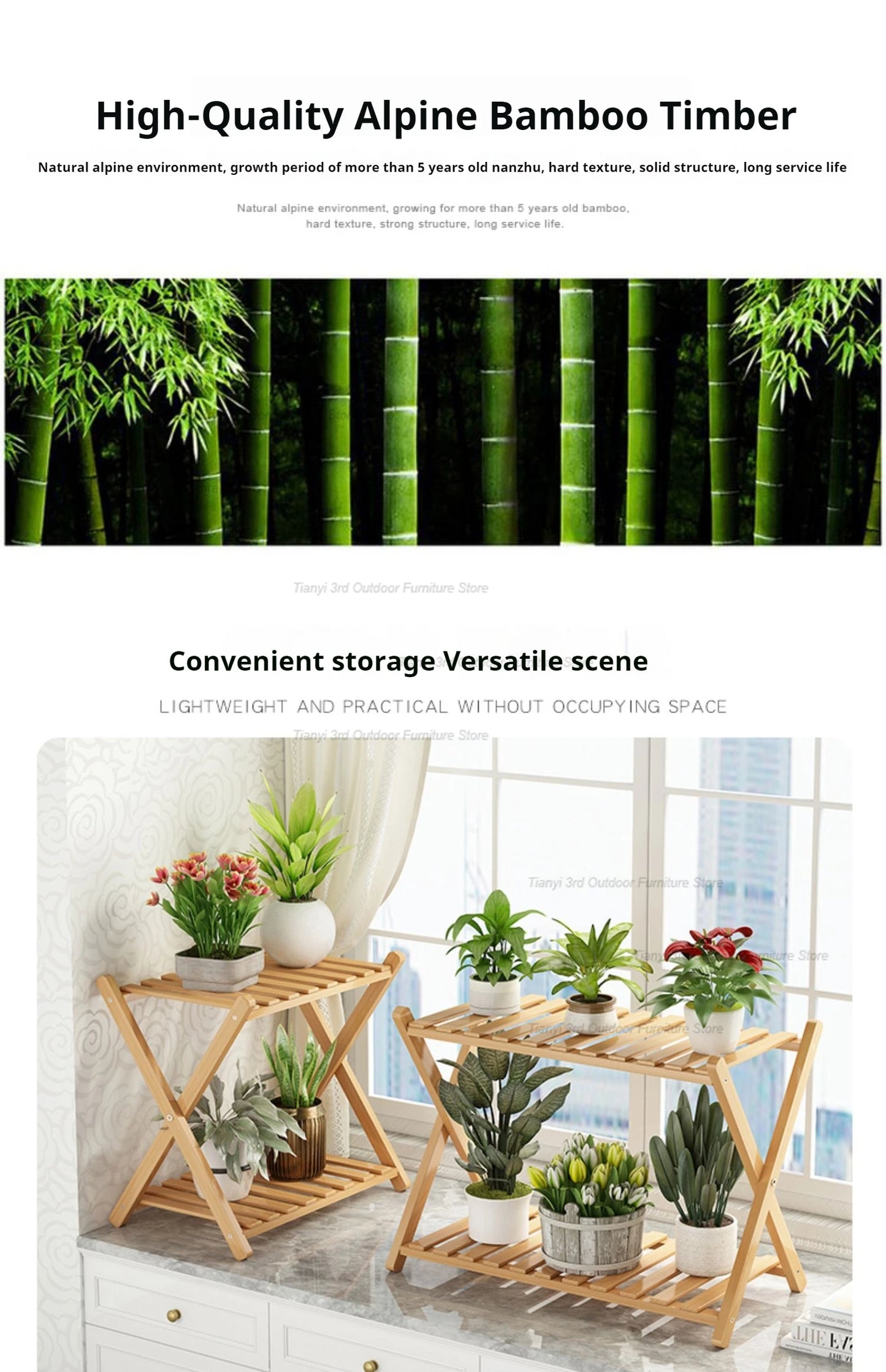 Nordic Wooden Plant Shelves - Indoor Flower Shelf for Living Room, Balcony, Garden Furniture, FYPS