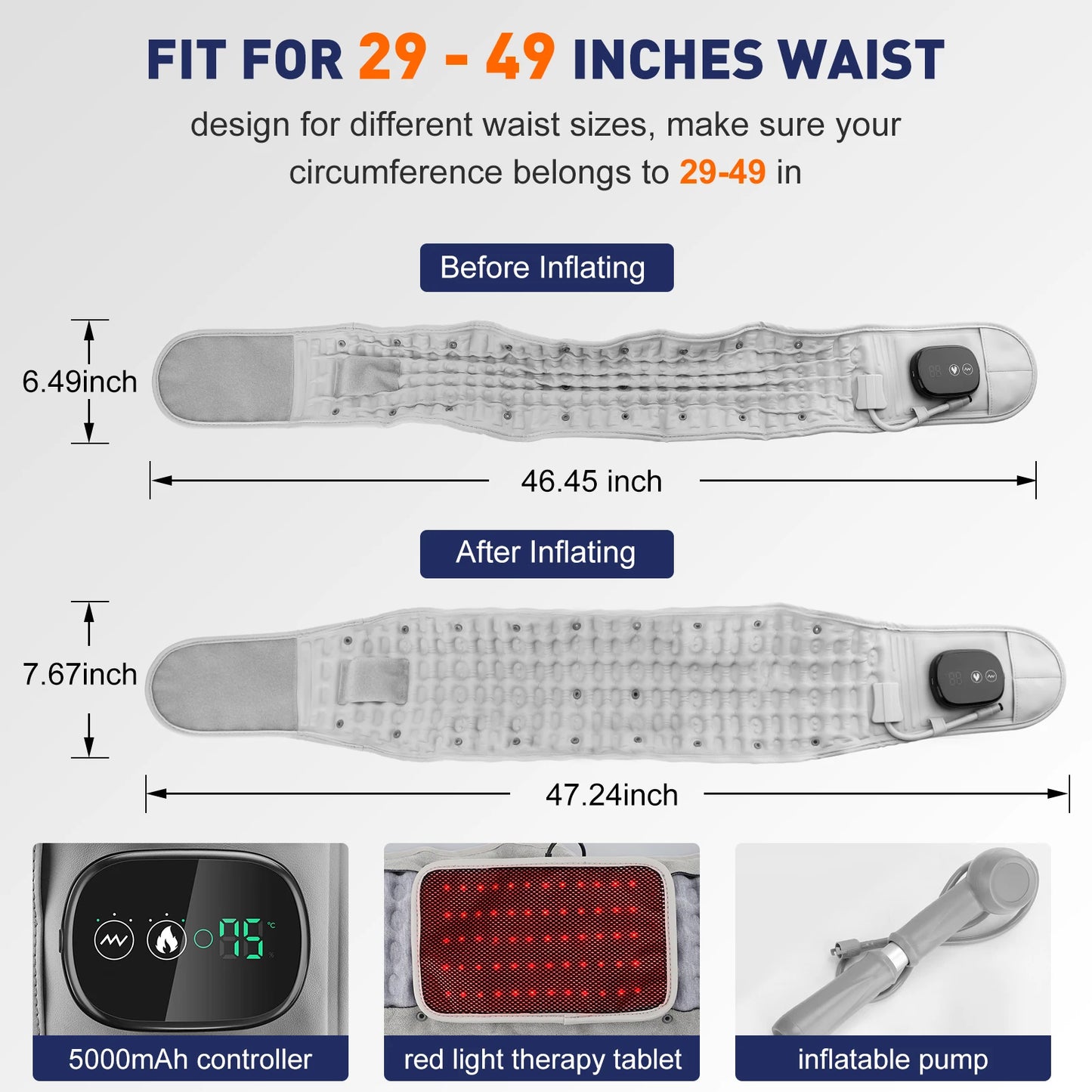 Heating Waist Massager Belt — Vibration & Inflatable Back Pad for Relaxation and Pain Relief