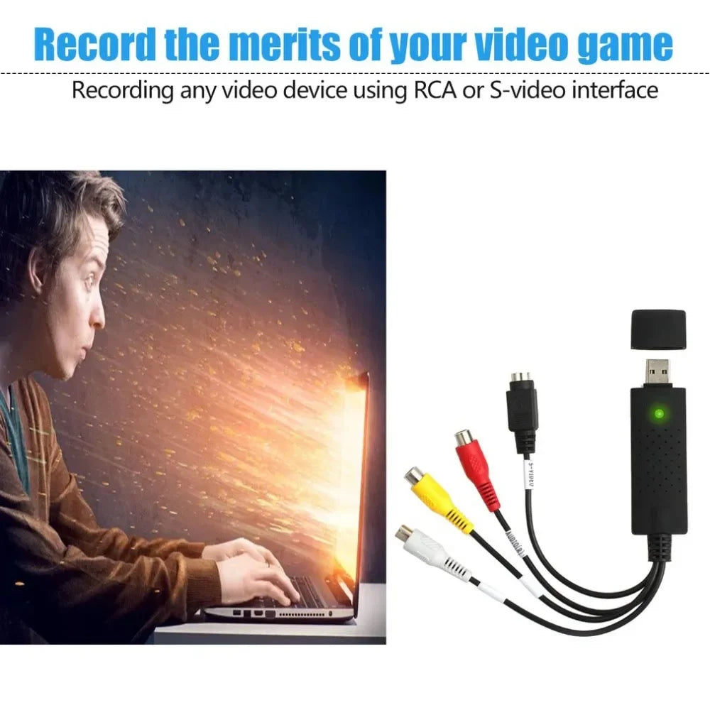 USB 2.0 VHS to DVD Video Converter – Capture Analog Video to Digital Format for IPTV, Audio, and Gaming