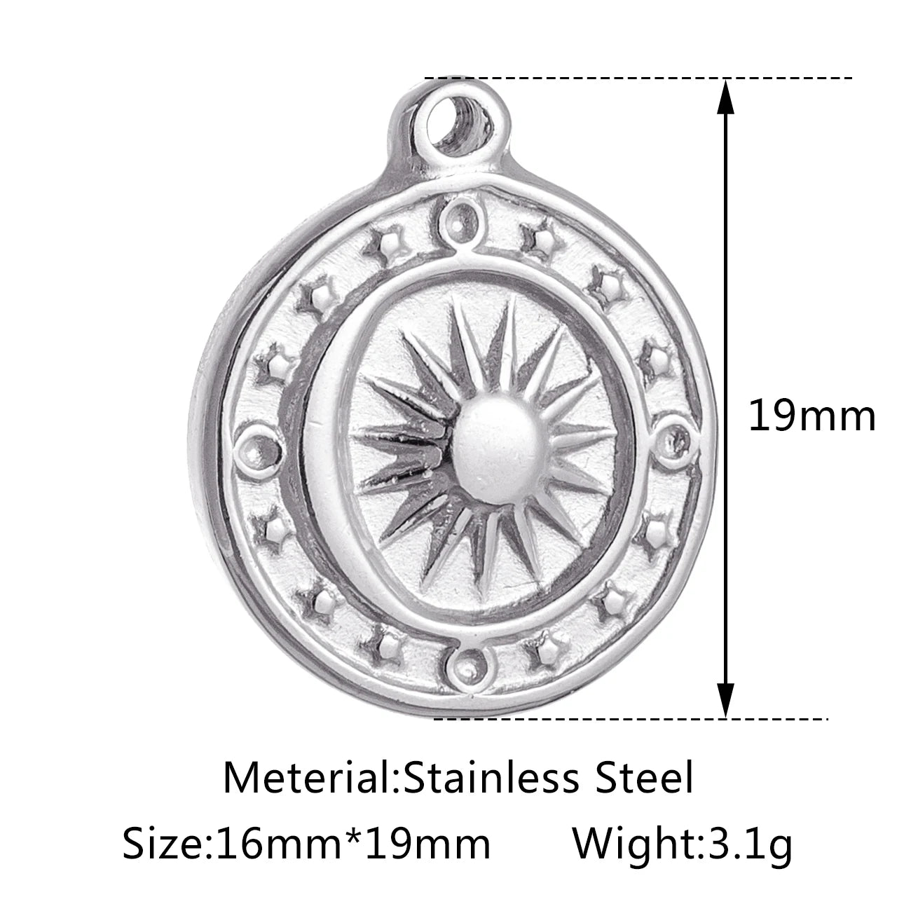 Stainless Steel Sunburst Sun Moon Star Charms Pendant – DIY Jewelry Making for Necklace, Bracelet & Earrings