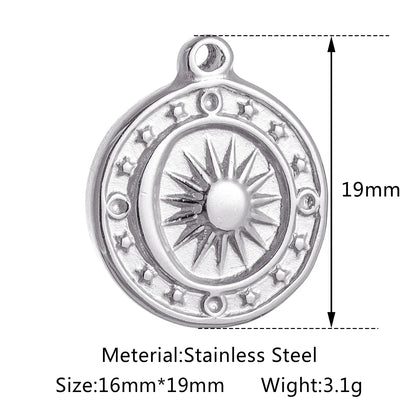 Stainless Steel Sunburst Sun Moon Star Charms Pendant – DIY Jewelry Making for Necklace, Bracelet & Earrings