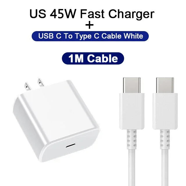 PD 45W USB-C Fast Charger — High-Speed Wall Adapter for Samsung Galaxy S24/S23 Ultra, Note, iPhone 15, Xiaomi 14