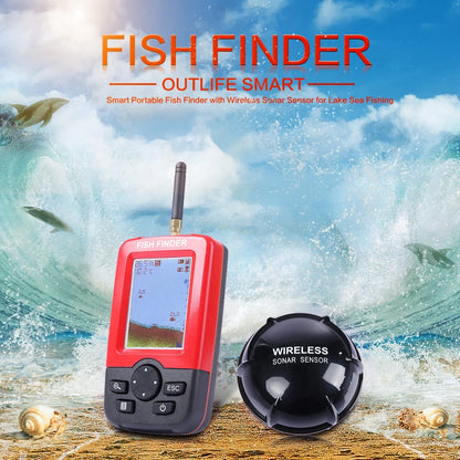 100M Portable Sonar Fish Finder – Echo Sounder with Fishing Lure, Alarm, and Transducer for Lake & Sea Fishing