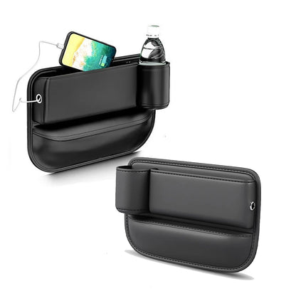 Multifunctional Car Seat Gap Organizer – Leak-proof PU Leather Storage Box with Cup Holder