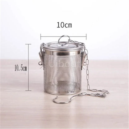 304 Stainless Steel Round Hole Seasoning Bag — Spice, Gravy & Soup Strainer Basket for Brine, Hot Pot, and Slag Separation