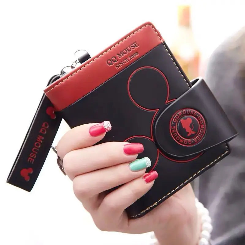 Explosion-Style Women’s Short Wallet — Korean PU Leather Cute Cartoon Zipper Purse, Multi-Card Folding Daily Pocket Wallet for Students