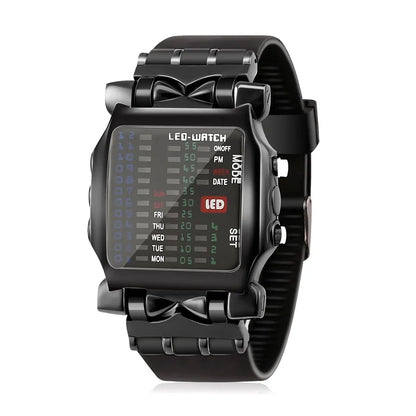 Men’s LED Crab-Style Watch — Creative Luminous Binary Electronic Waterproof Multi-Function Wristwatch