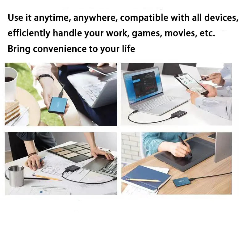 USB 3.0 Type-C SSD External Hard Drive 500GB/1TB/2TB - Ultra-Fast 1.8" Portable Storage for Laptops & Desktops