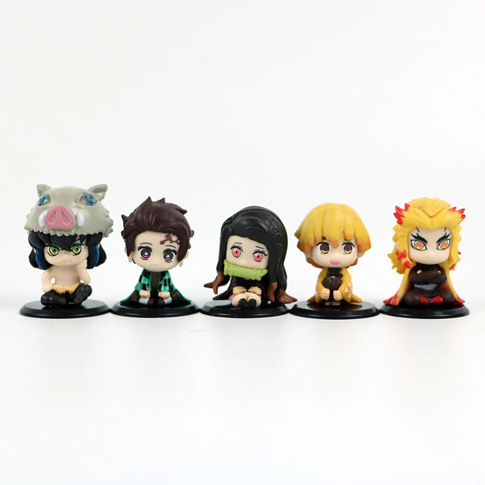 5-Style Q Version Demon Slayer Sitting Ghost Dolls – Tanjiro, Nidouzi, Inosuke & Zenitsu Action Figures