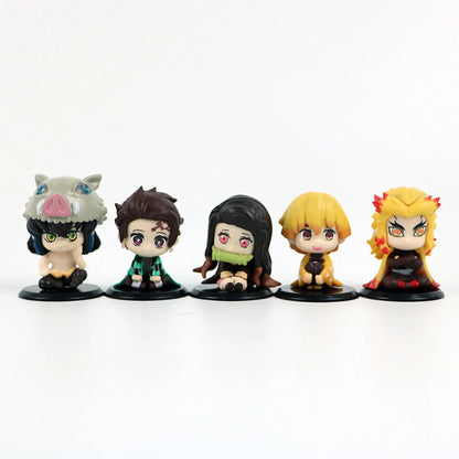 5-Style Q Version Demon Slayer Sitting Ghost Dolls – Tanjiro, Nidouzi, Inosuke & Zenitsu Action Figures
