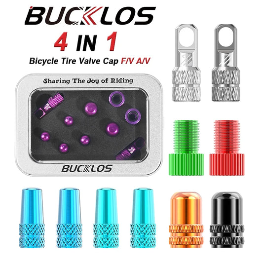 BUCKLOS F/V to A/V Valve Adapter – Aluminum Alloy Presta to Schrader Converter with Durable Bicycle Valve Cap
