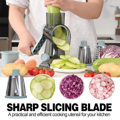 LMETJMA 3-in-1 Rotary Cheese Grater - Manual Vegetable Slicer, Nut Grinder & Shredder Kitchen Tool