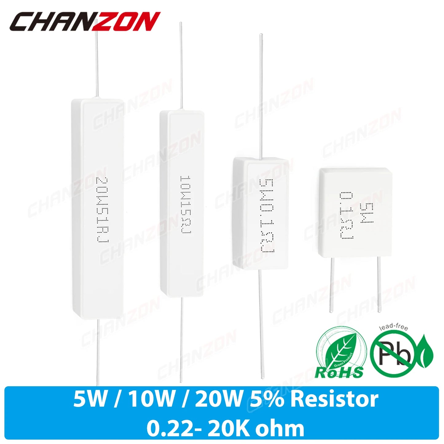 10Pcs Ceramic Wirewound Resistor Set (5W/10W/20W) – Cement Power Resistors Assortment 0.1Ω–20KΩ for Electronics, Circuit & Repair Use