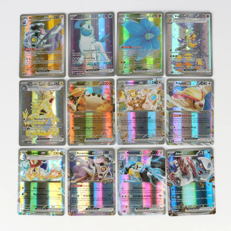 60-100Pcs English Pokemon Cards – Holographic EX, Vstar, Vmax, GX, Charizard, Mewtwo & Evolution Combos