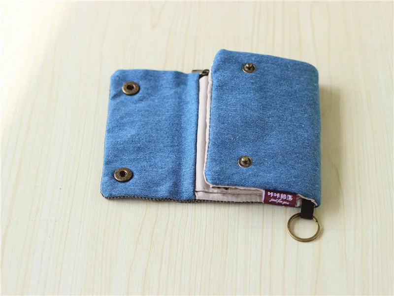 Women’s Canvas Cartoon Card Wallet – Foldable Key Organizer & Coin Purse, Small Pouch Money Bag for Girls 2024