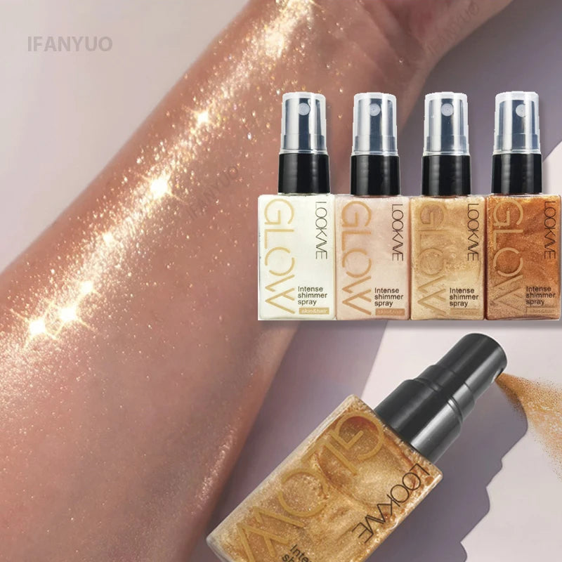Waterproof Shimmer Oil Spray – Long-Lasting Gold & Bronze Liquid Highlighter for Face and Body