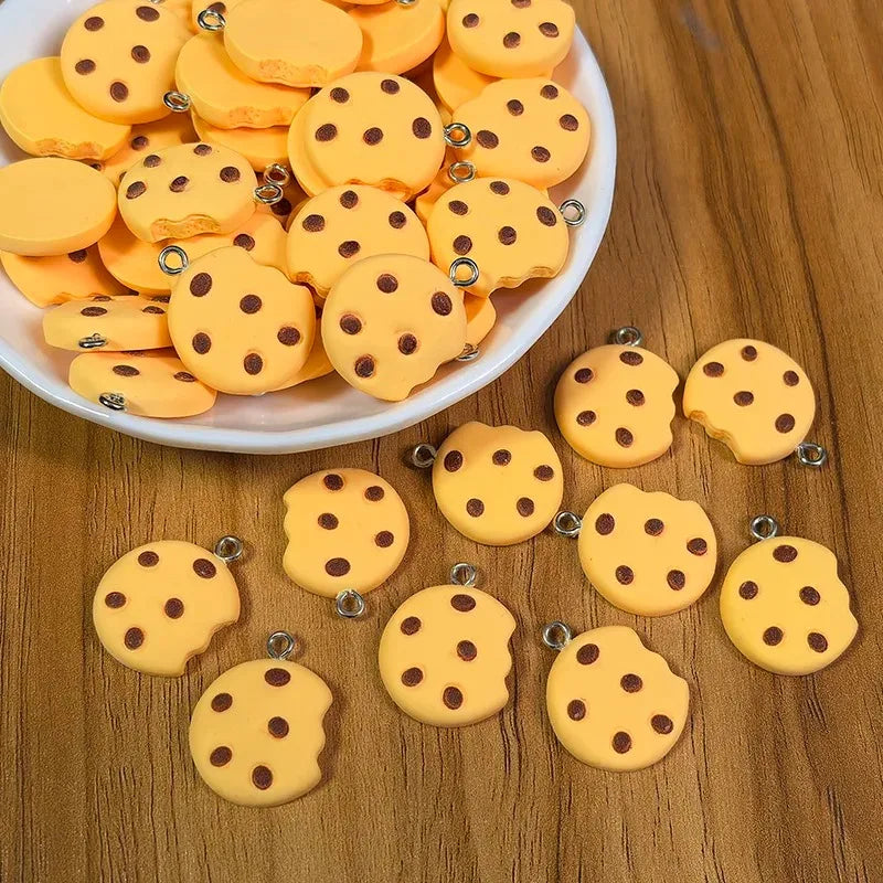 Broken Cookie Resin Charms - 10pcs Cute Cartoon Snack Pendants for DIY Jewelry Making