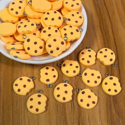 Broken Cookie Resin Charms - 10pcs Cute Cartoon Snack Pendants for DIY Jewelry Making