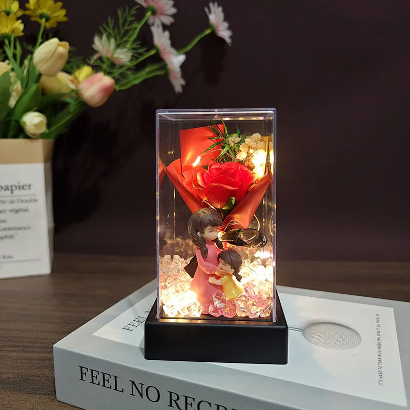 LED Eternal Rose Gift - 24K Gold Foil Flower with Glass Dome Light for Valentine’s Day, Wedding & Special Occasions