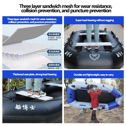 Professional Inflatable Boat Raft Dinghy for Adults – Tear-Resistant Foldable Kayak Canoe Fishing & Drifting Boat