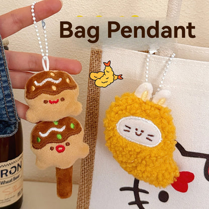 Cute Food Plush Pendant 1/6/12 Pcs - Sushi Backpack Keychain Doll Charm & Toy Accessory