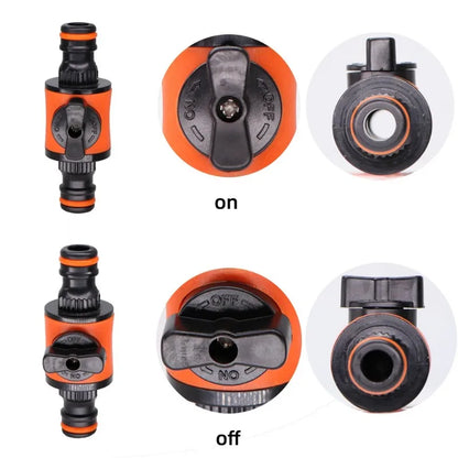 16mm Garden Hose Shut-Off Valve - Plastic Quick-Connect Tubing Tap Adapter for Irrigation, Watering and Car Washing
