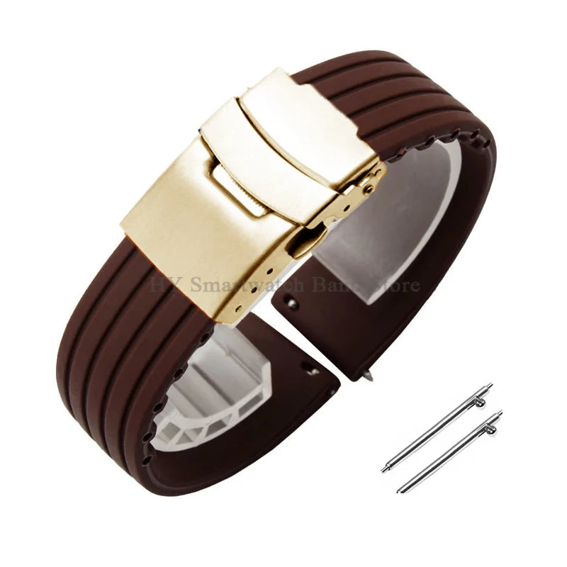 Quick Release Silicone Watch Strap 18–24mm – Sport Rubber Band for Huawei Watch GT2/3/4, Omega, Seiko, Fossil