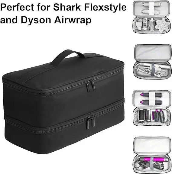 Waterproof Double-Layer Hair Dryer Case for Shark FlexStyle/Dyson Airwrap – Portable Large Capacity Curler Bag
