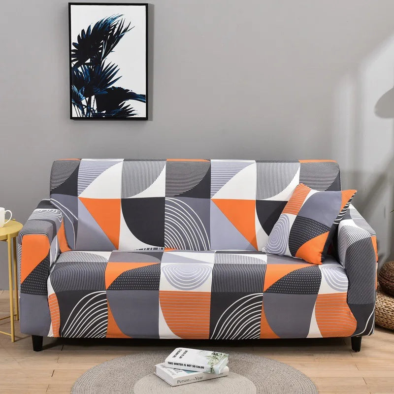 Stretch Sofa Cover - Printed Elastic Slipcover for L-Shaped Corner Couch, Living Room 1/2/3/4 Seat Protector