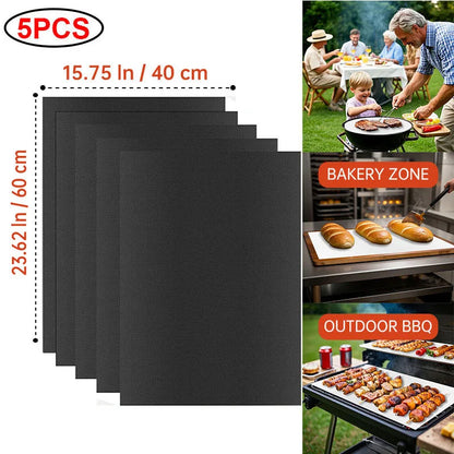 60x40cm Non-Stick BBQ Grill Mat - Heat Resistant Reusable Baking Sheet for Easy Cooking, Grilling & Outdoor Barbecue