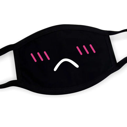 Black Cotton Winter Mask — Unisex Thickened Half-Face Cotton Cartoon Pattern Anti-Dust Respirator