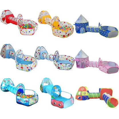 Children’s 3-in-1 Foldable Tent & Playpen – Indoor Ball Pit with Polyester Tunnel for Kids
