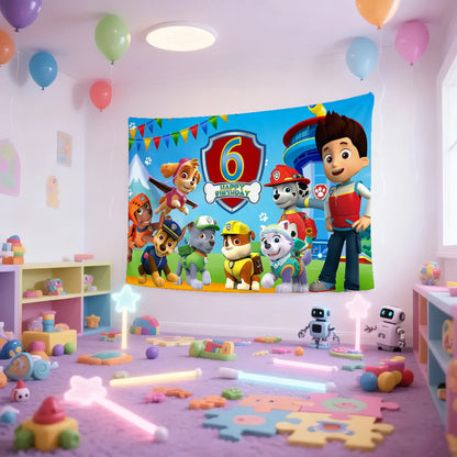 Paw Patrol Birthday Decorations Set – Custom Number Backdrop Banner & Photo Props for Party, Baby Shower & Photography Background