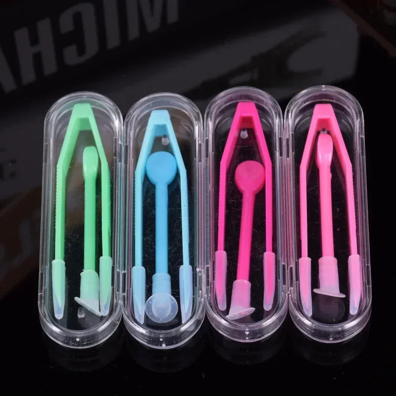 Color Contact Lens Case Set – Tweezers & Suction Stick Eye Care Tool Kit for Lens Insertion & Storage Container
