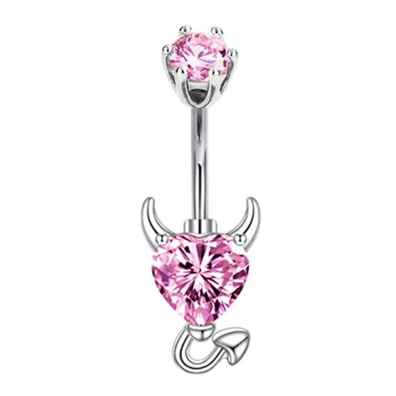 Stainless Steel CZ Belly Button Piercing – Heart & Butterfly Navel Barbell Jewelry for Women Sexy Navel Ring