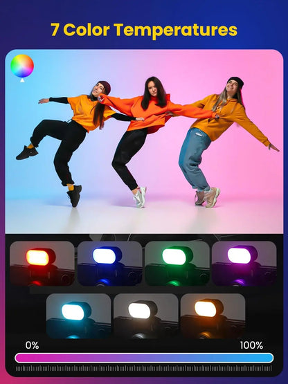 AOCHUAN Mini RGB Magnetic Fill Light - 7-Color LED Video Light with 3-Level Brightness for Phone Selfies and Gimbal Photography
