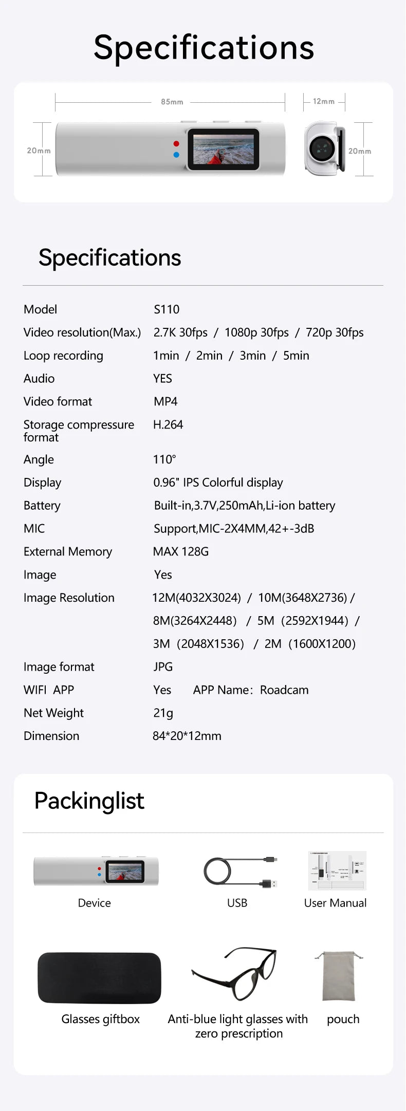 Xiaomi Mini FPV Smart Glasses — HD 4K WiFi Micro-Camera for Video & Audio Recording with APP Control
