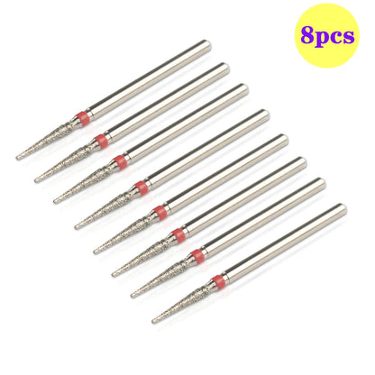 8pcs Diamond Nail Drill Bit Set - Rotary Electric Milling Cutters for Pedicure, Manicure, Cuticle Burr & Nail Tools Accessories